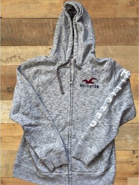 🔥 Hollister Grey Space Dye Full Zip Hoodie XL Logo